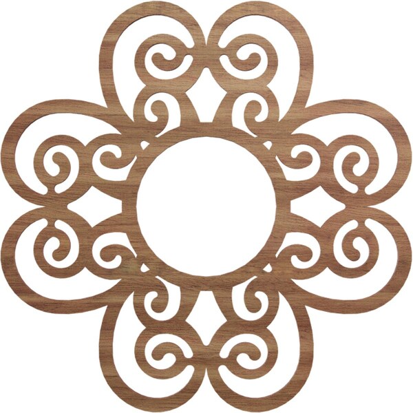 Ekena Millwork Cohen Wood Fretwork Pierced Ceiling Medallion, Walnut, 18"OD x 6 1/8"ID x 1/4"T CMWP18X18X0250COWA - main